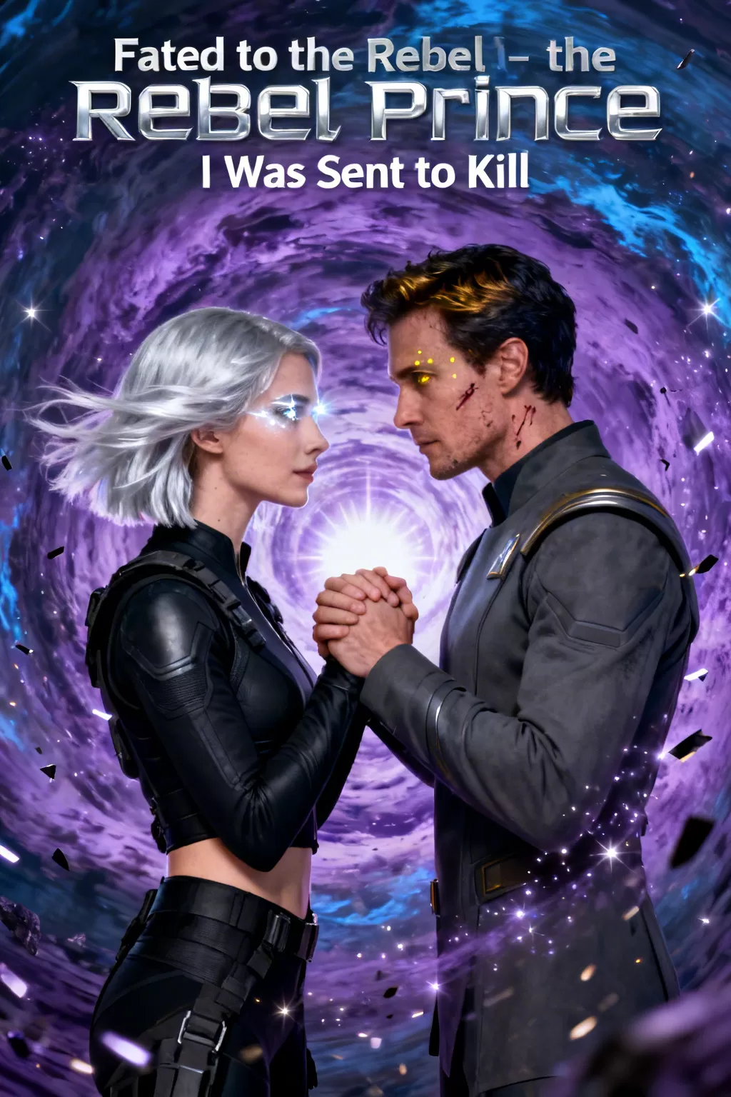 Fated to the Rebel Prince I Was Sent to Kill - Sci-Fi & Space Romance Novel Cover - Read online free