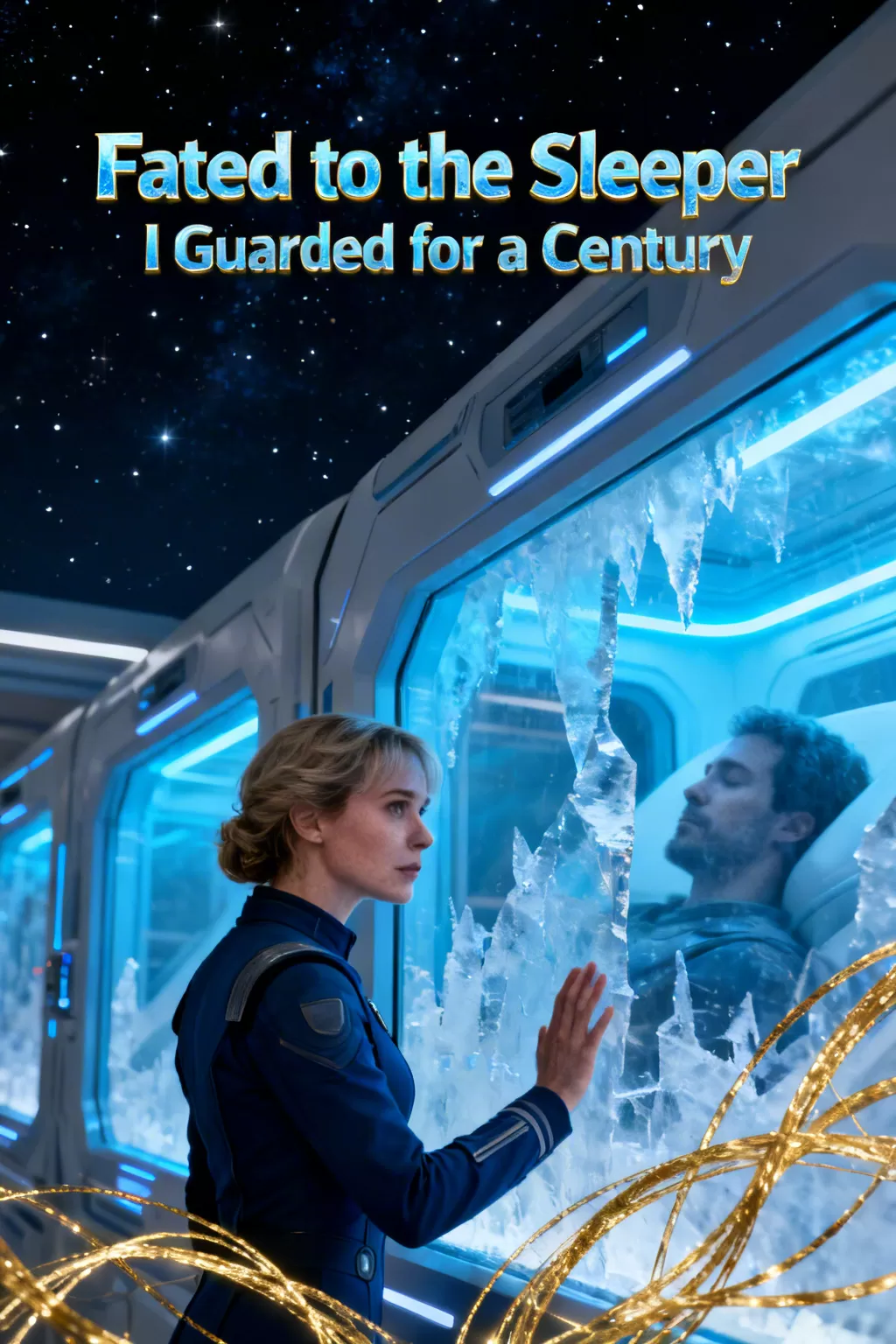 Fated to the Sleeper I Guarded for a Century - Sci-Fi & Space Romance Novel Cover - Read online free