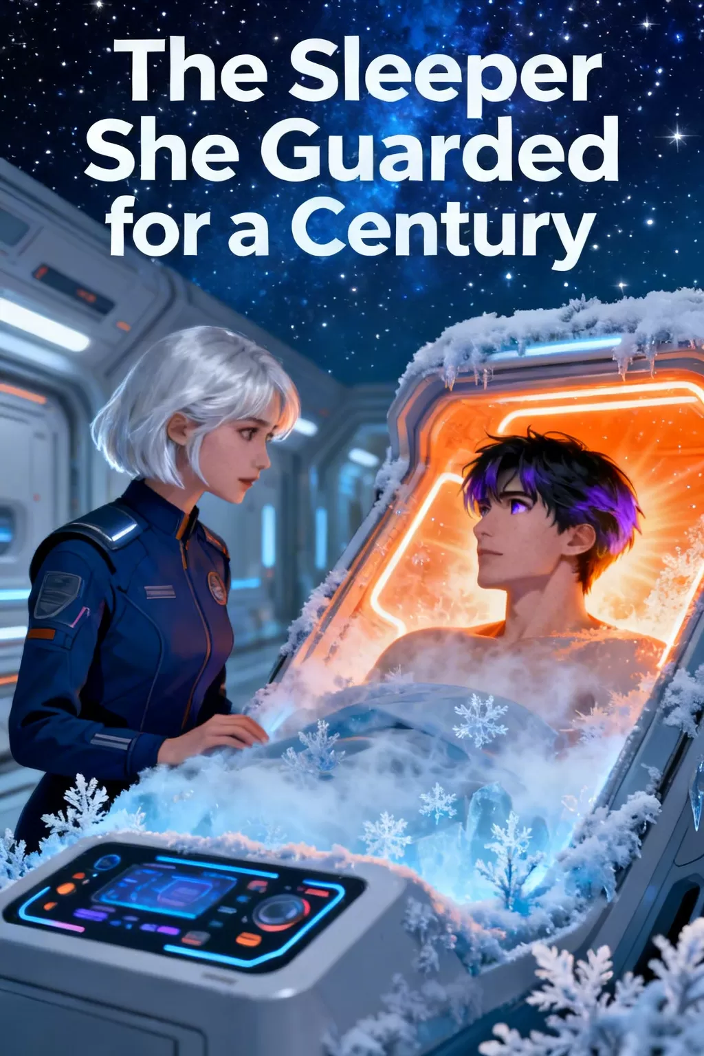 The Sleeper She Guarded for a Century - Sci-Fi & Space Romance Novel Cover - Read online free