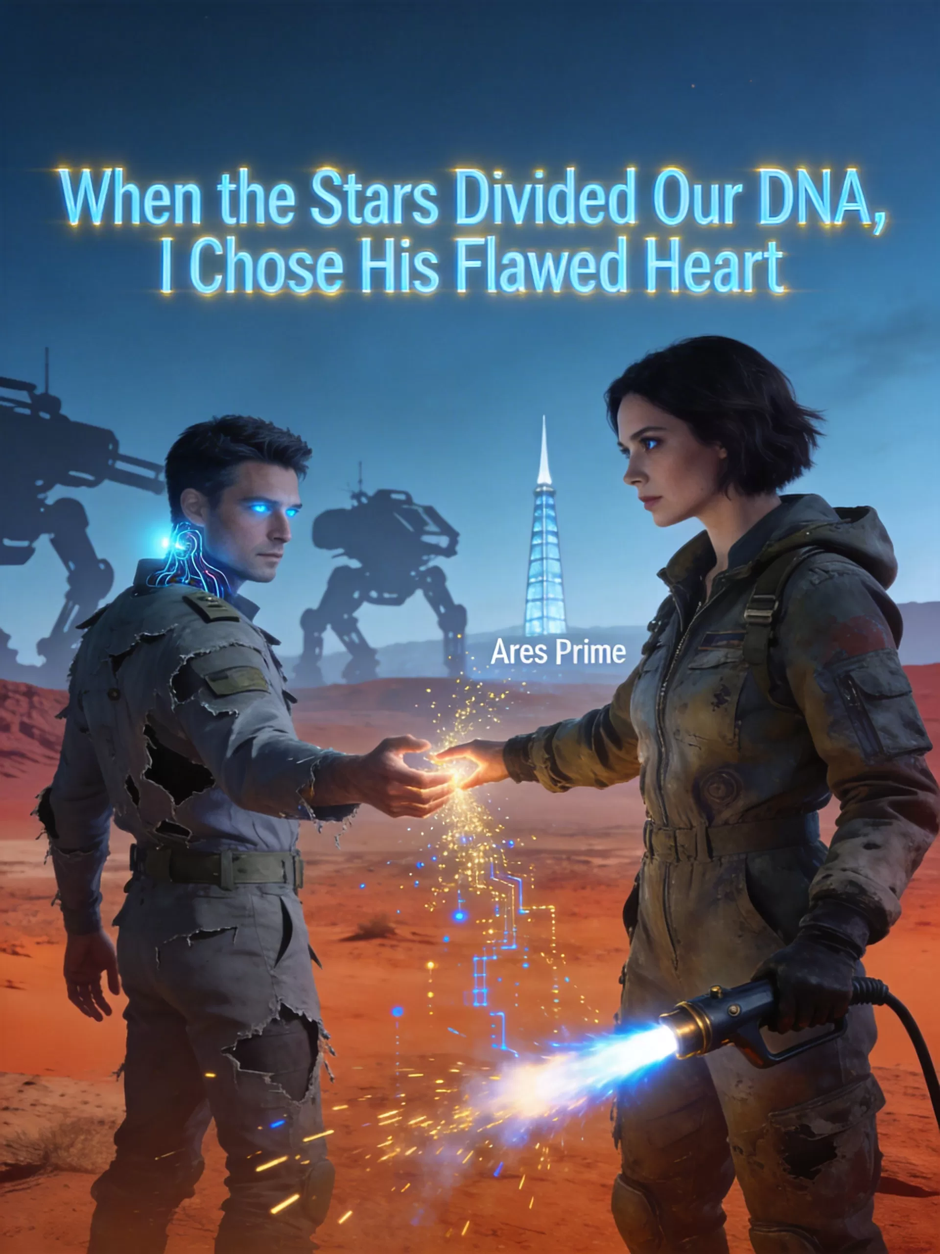 When the Stars Divided Our DNA, I Chose His Flawed Heart - Sci-Fi & Space Romance Novel Cover - Read online free